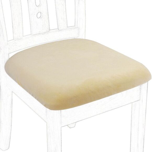 4Pcs Velvet Dinning Chair Seat Cover Slipcovers Cream White - Picture 1 of 6